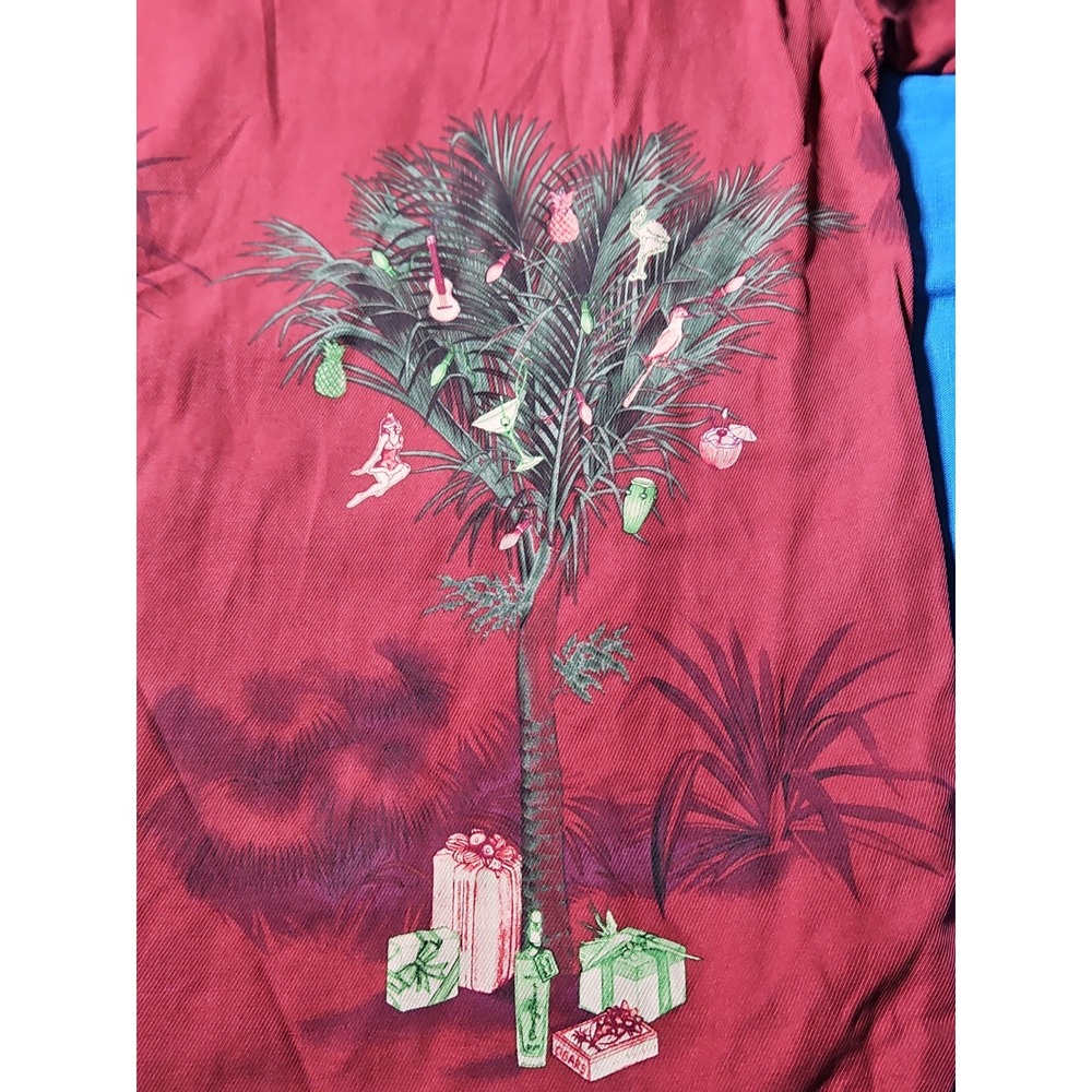 Tommy Bahama Season's Greetings Christmas Hawaiian Shirt Cocktails Pin-Up Girl L
